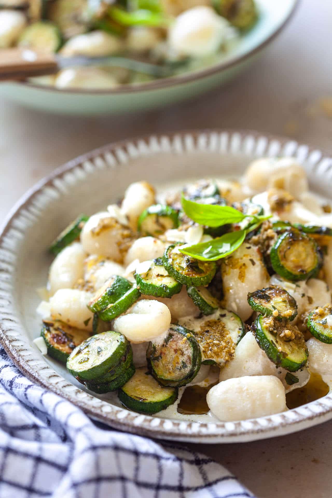 Creamy Pesto Gnocchi with Zucchini Vibrant plate