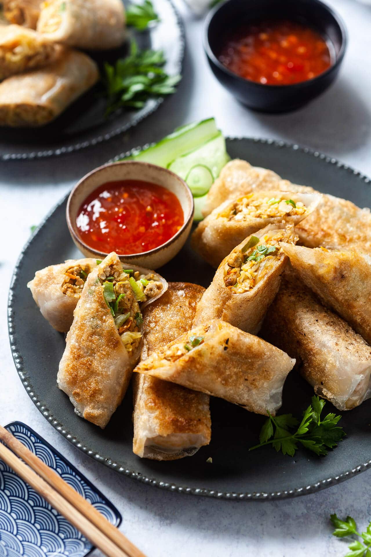 Crispy Pan-Fried Tofu Spring Rolls