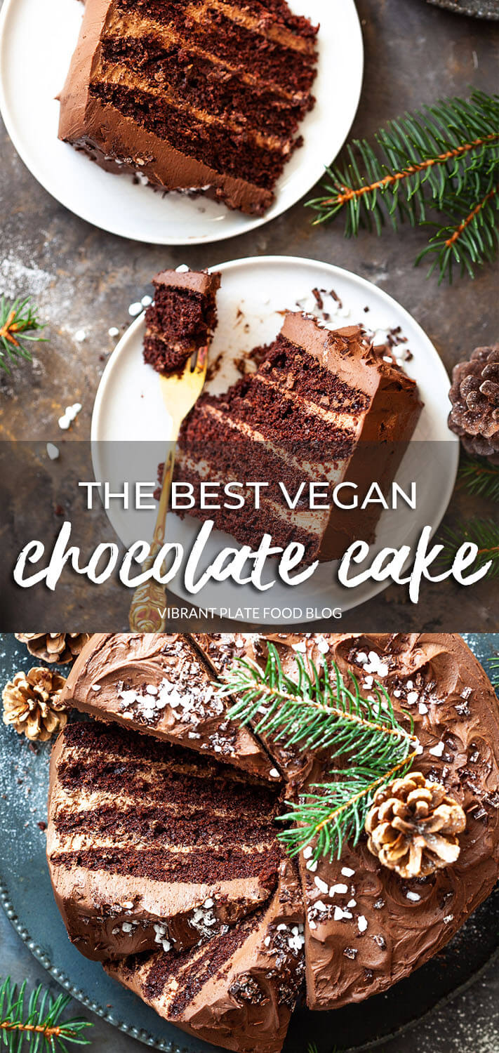 The Best Vegan Chocolate Cake - Vibrant plate