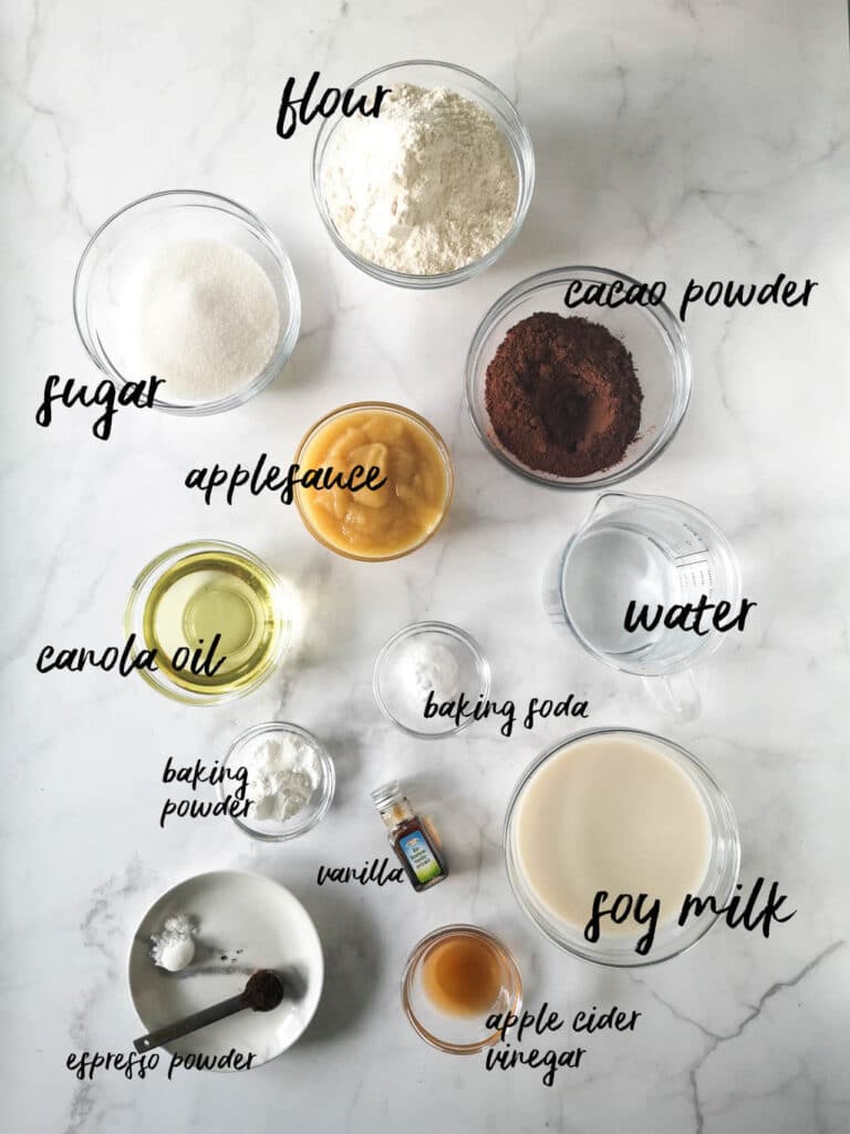 Vegan Chocolate Cake ingredients