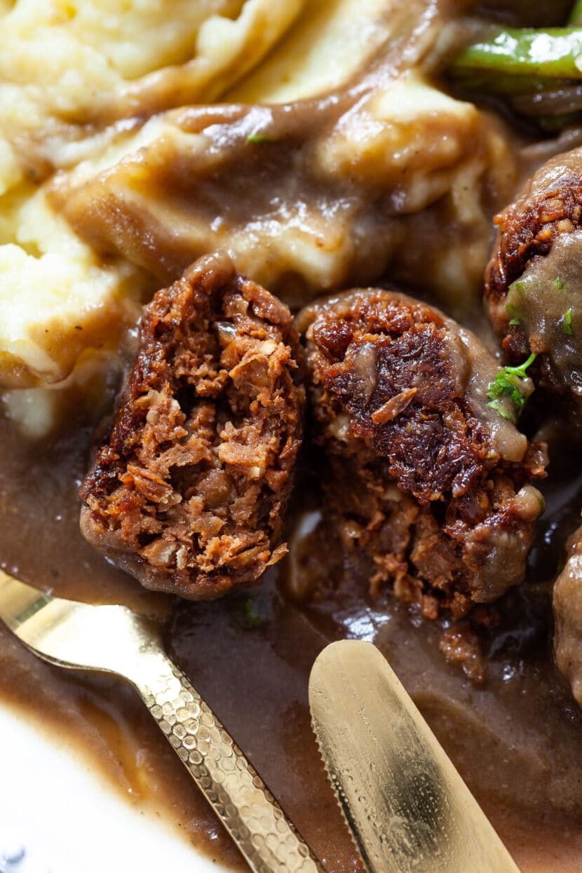 The Best Vegan Lentil Meatballs Close-up