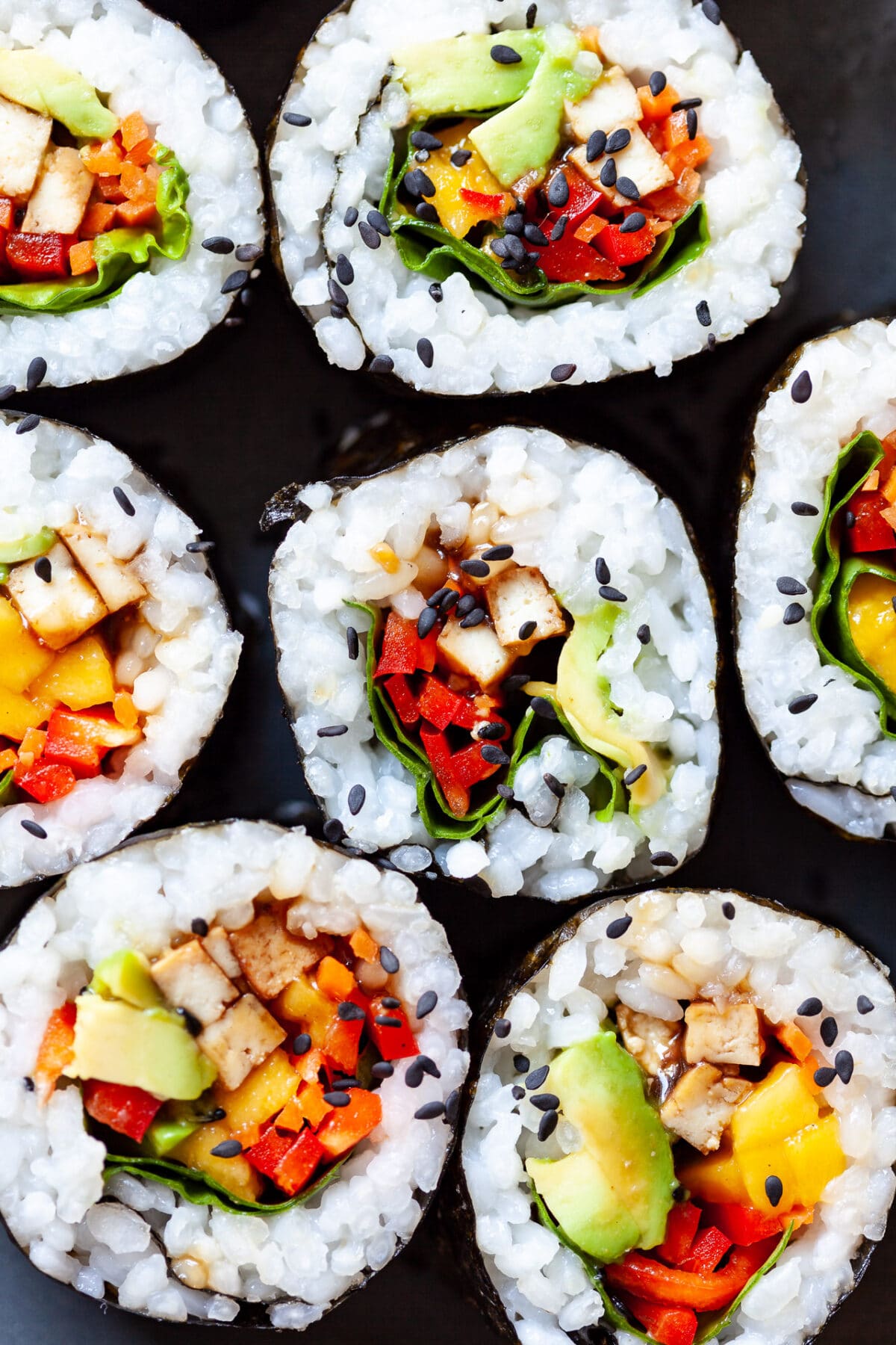 Homemade Vegan Sushi Rolls - Vibrant plate