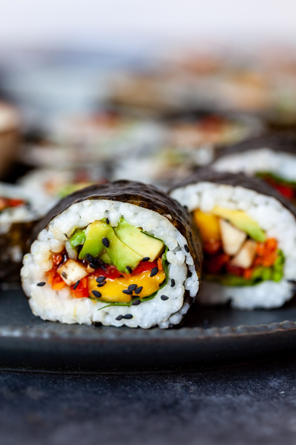 Homemade Vegan Sushi Rolls - Vibrant plate