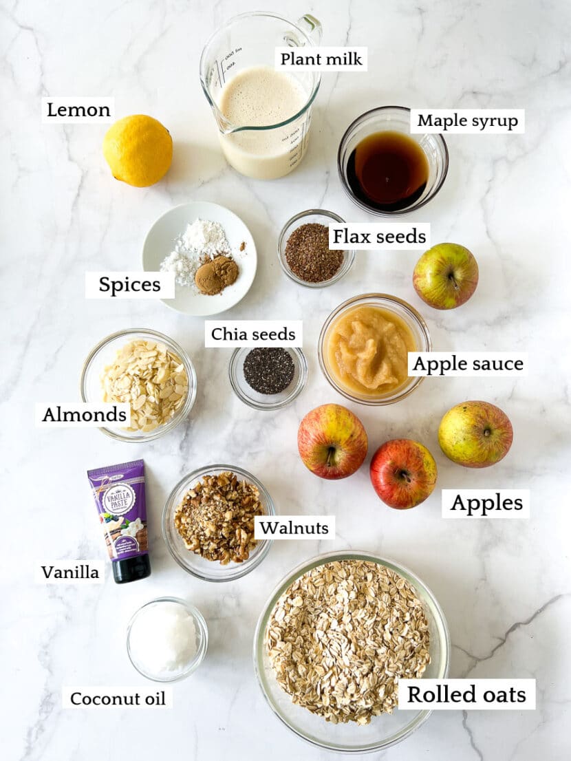 Vegan Baked Oatmeal with Apples Ingredient List