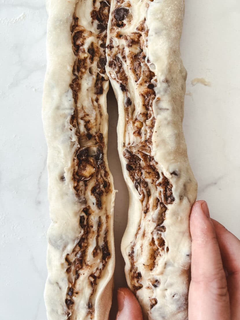 Vegan Walnut Twist Bread before baking