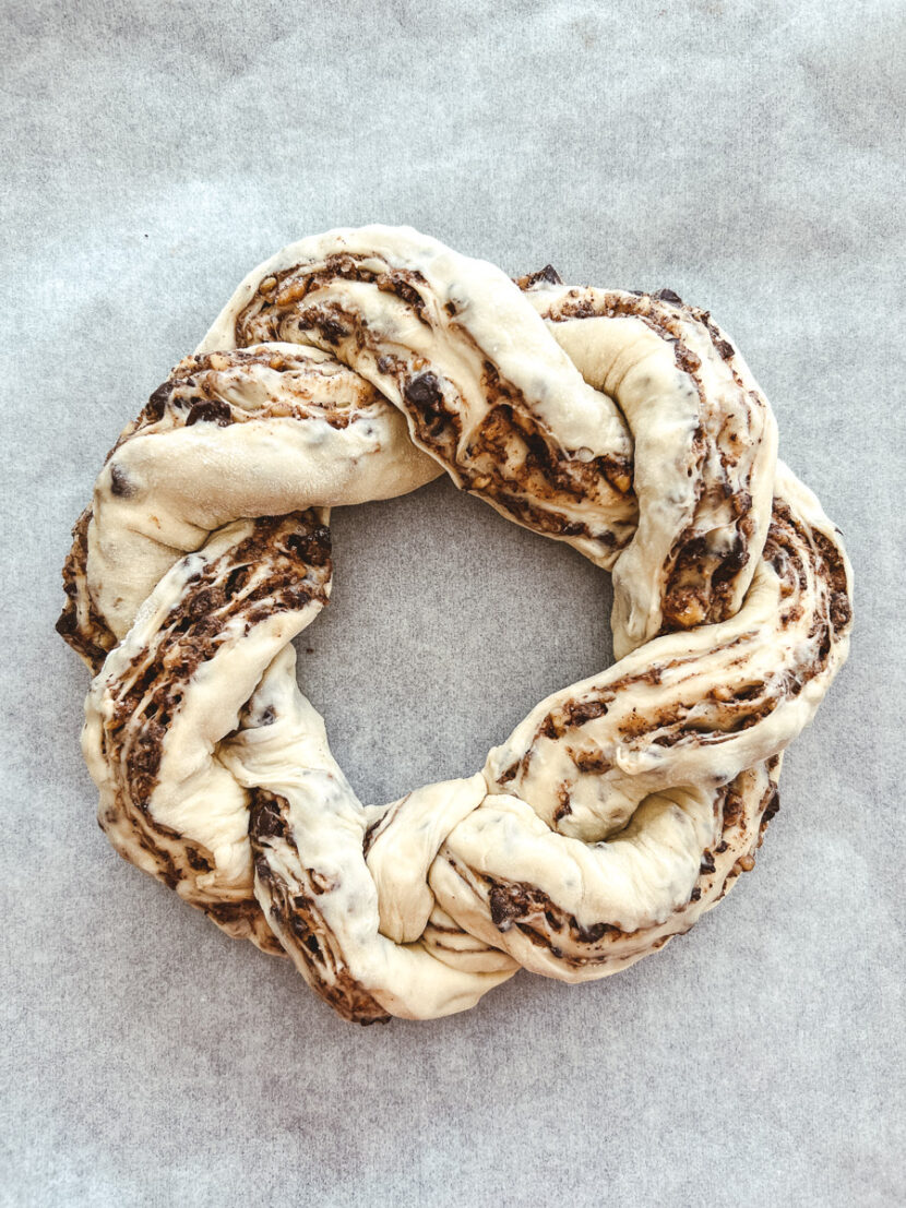 Vegan Walnut Twist Bread before baking