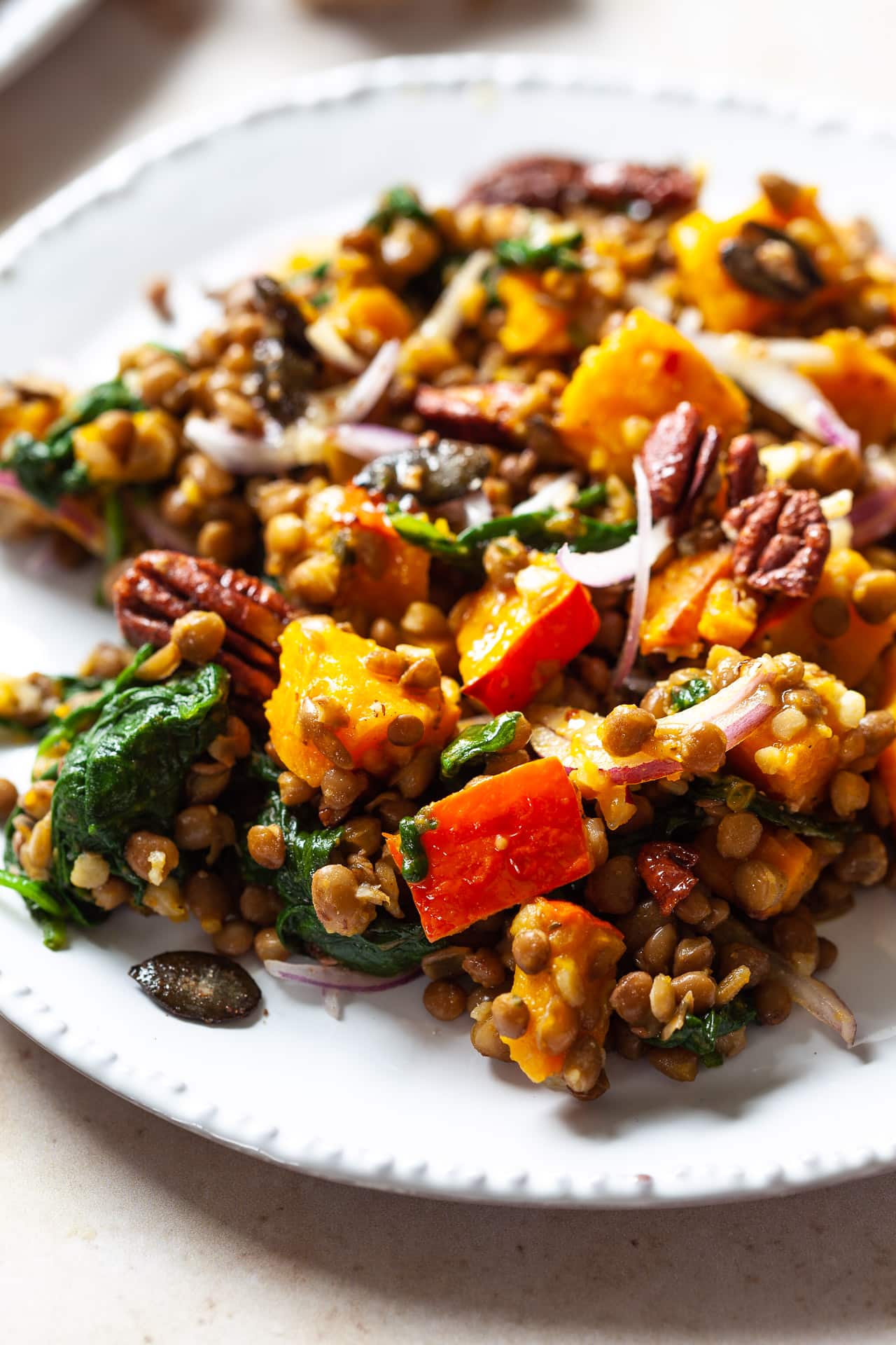 Roast Pumpkin and Lentil Salad