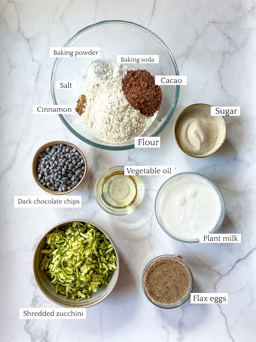 Vegan Chocolate Zucchini Bread Ingredients