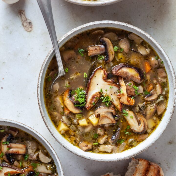 Easy Vegan Mushroom Soup - Vibrant plate