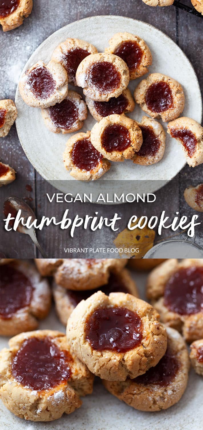 Vegan Almond Thumbprint Cookies - Vibrant plate