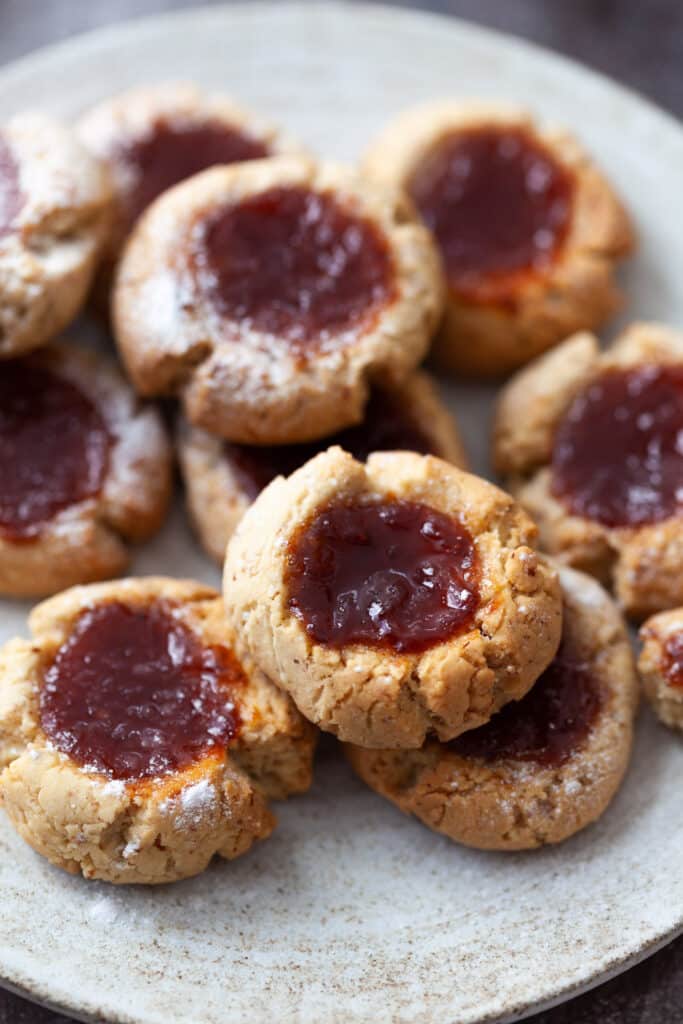 Vegan Almond Thumbprint Cookies Vibrant plate