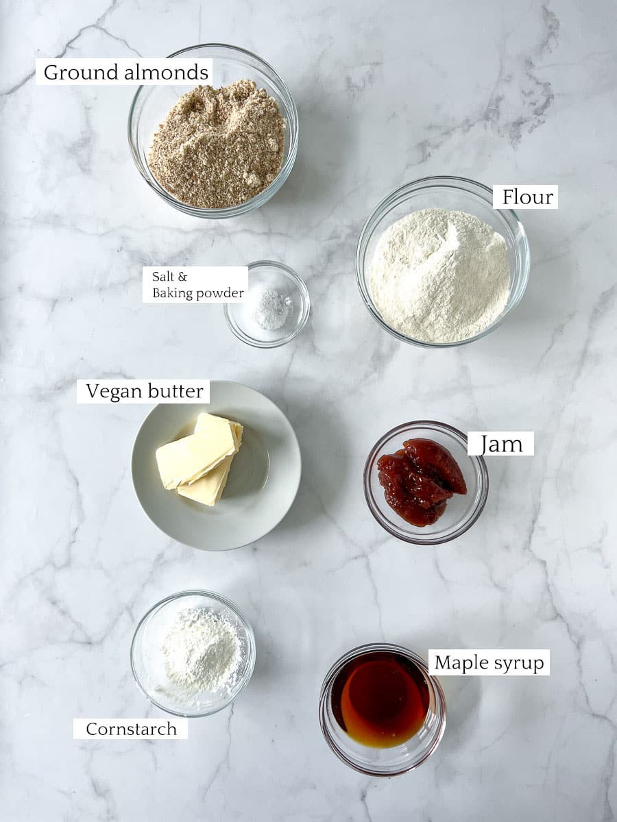 Vegan Almond Thumbprint Cookies Ingredients
