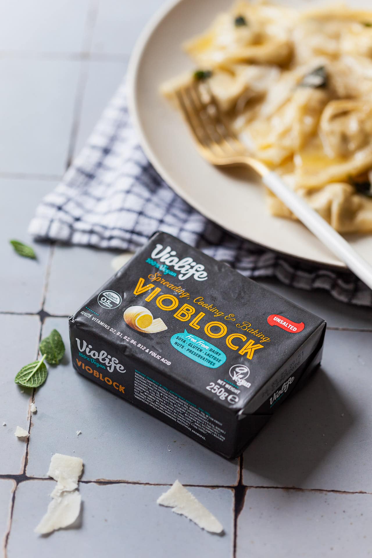 Violife Vioblock vegan butter sage sauce