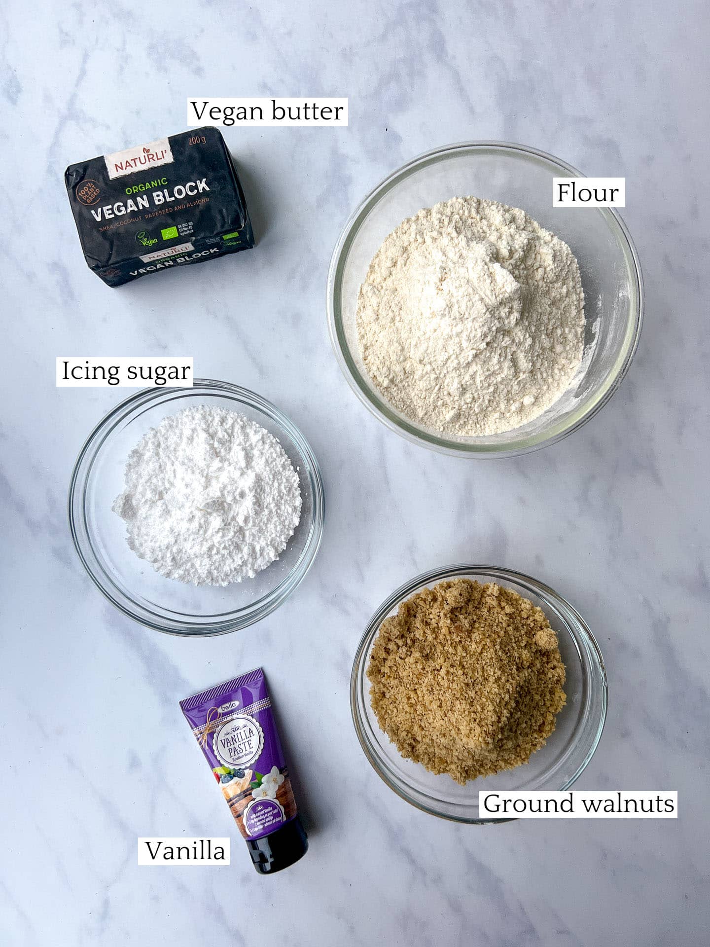 Vegan Vanilla Crescent Cookies (Vanillekipferl) Ingredients