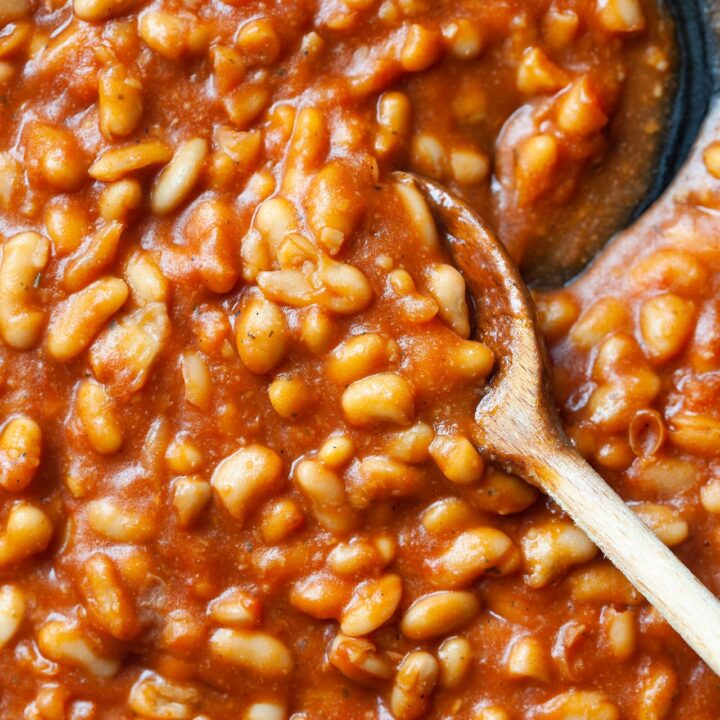 Homemade Baked Beans Close up