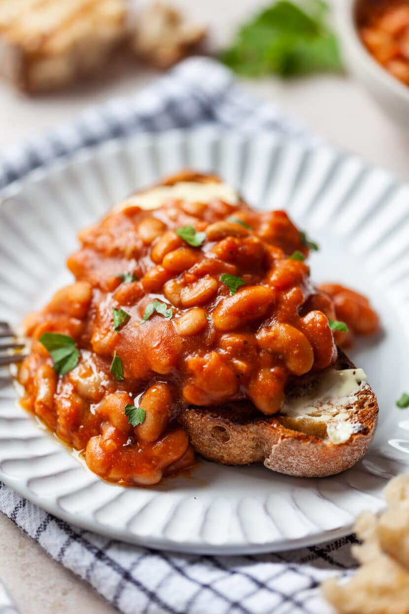 Homemade Baked Beans On a plate