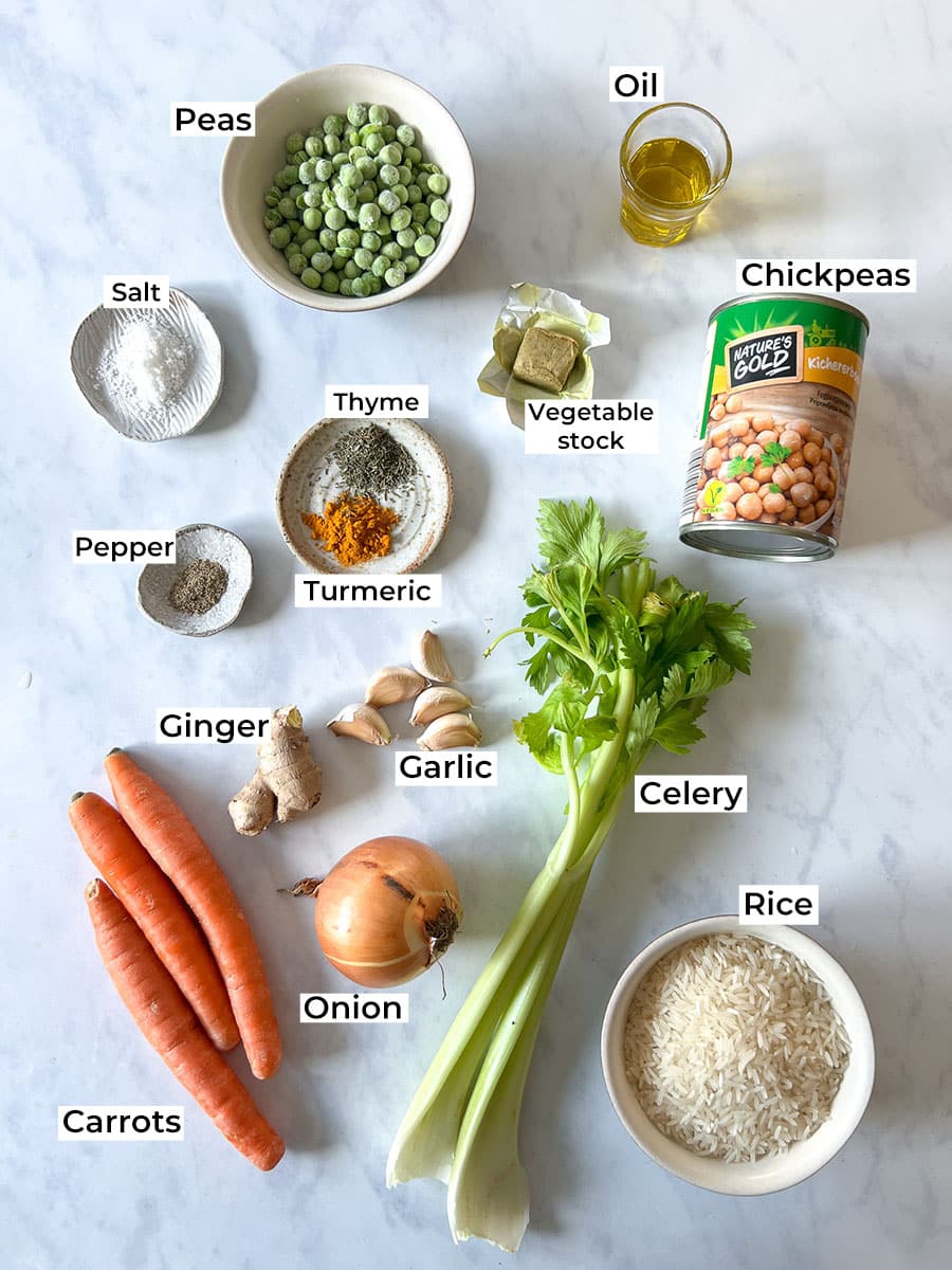 Vegan Chickpea and Rice Soup Ingredients