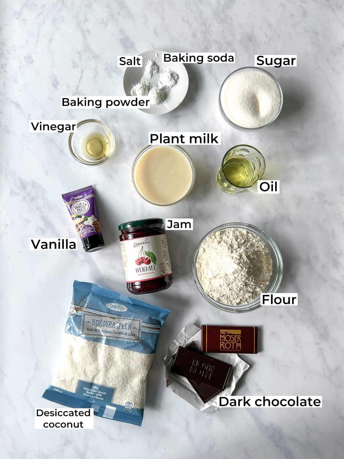 Homemade Vegan Lamingtons Ingredients