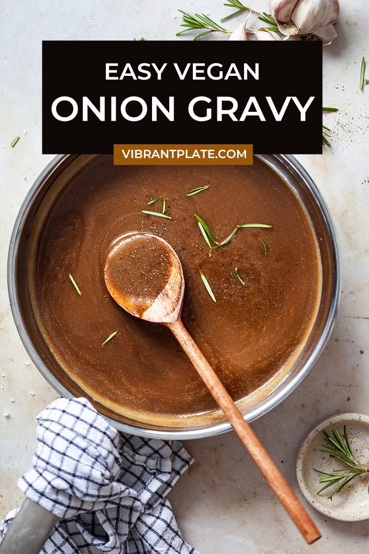 Easy Vegan Onion Gravy Vibrant plate