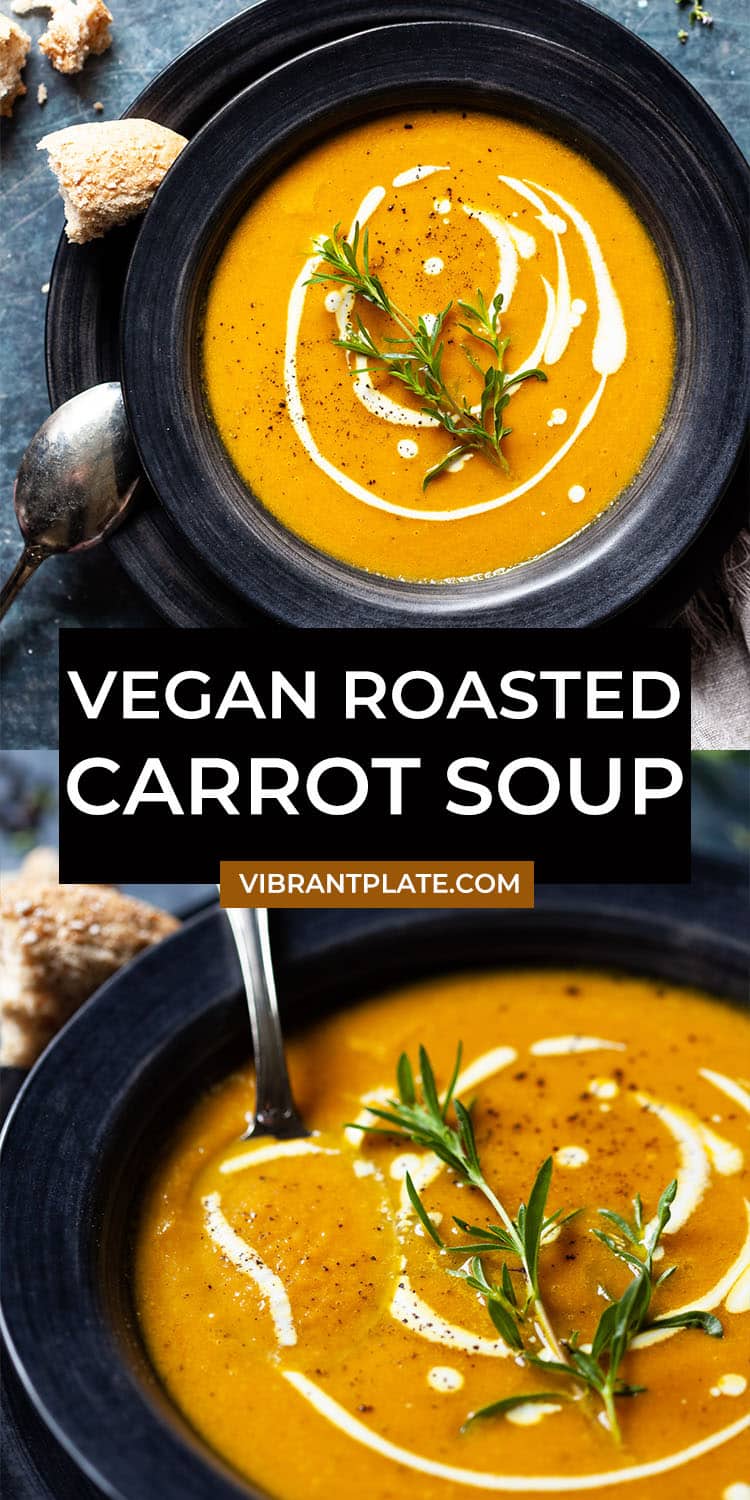 Vegan Roasted Carrot Soup - Vibrant plate