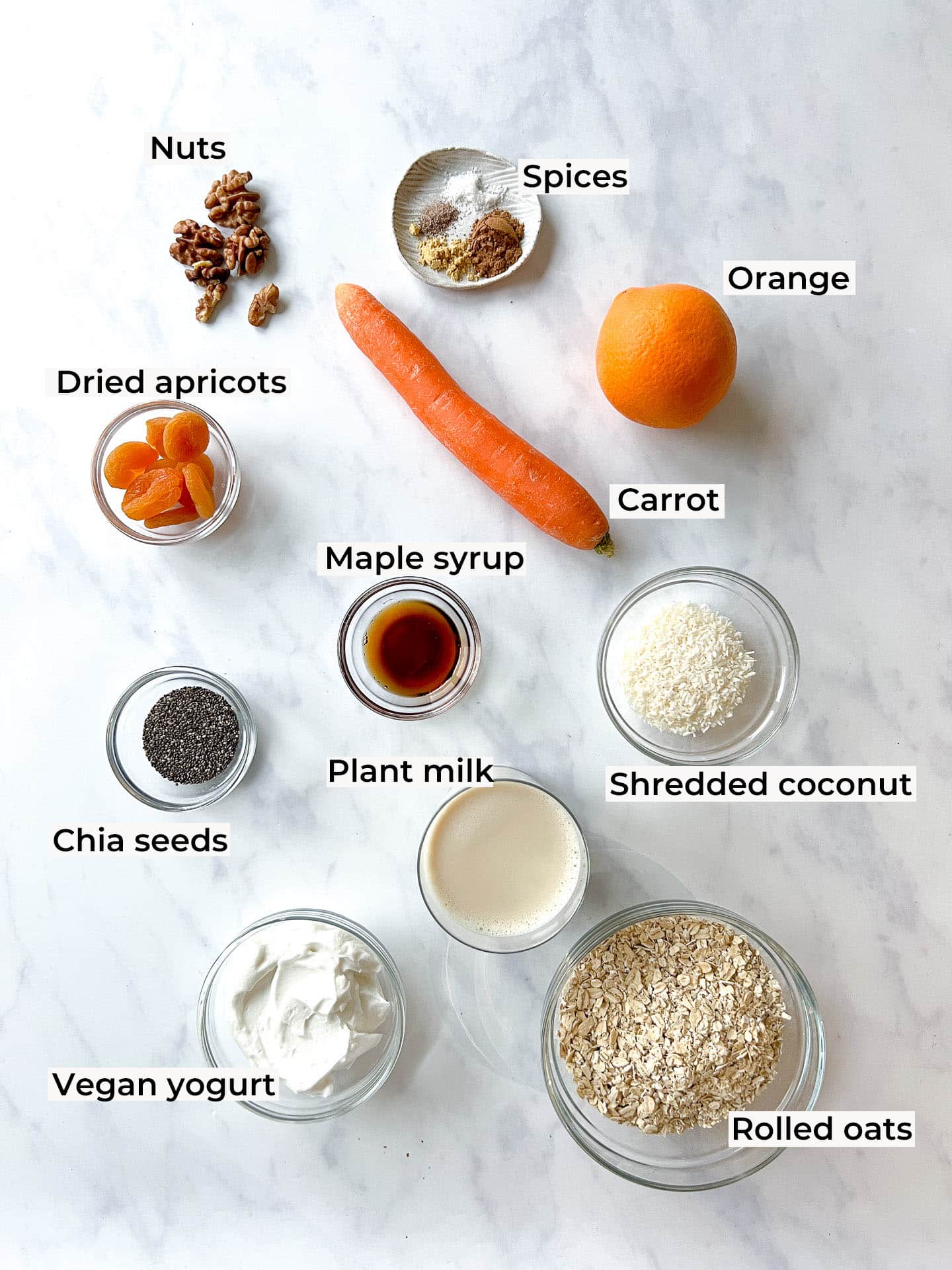 Vegan Carrot Cake Overnight Oats Ingredients