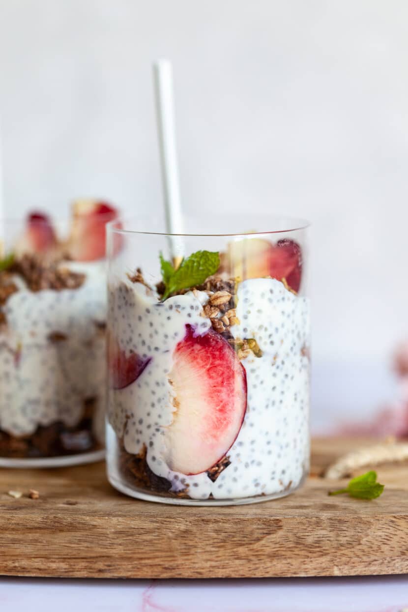 Vegan Peach Pie Chia Pudding