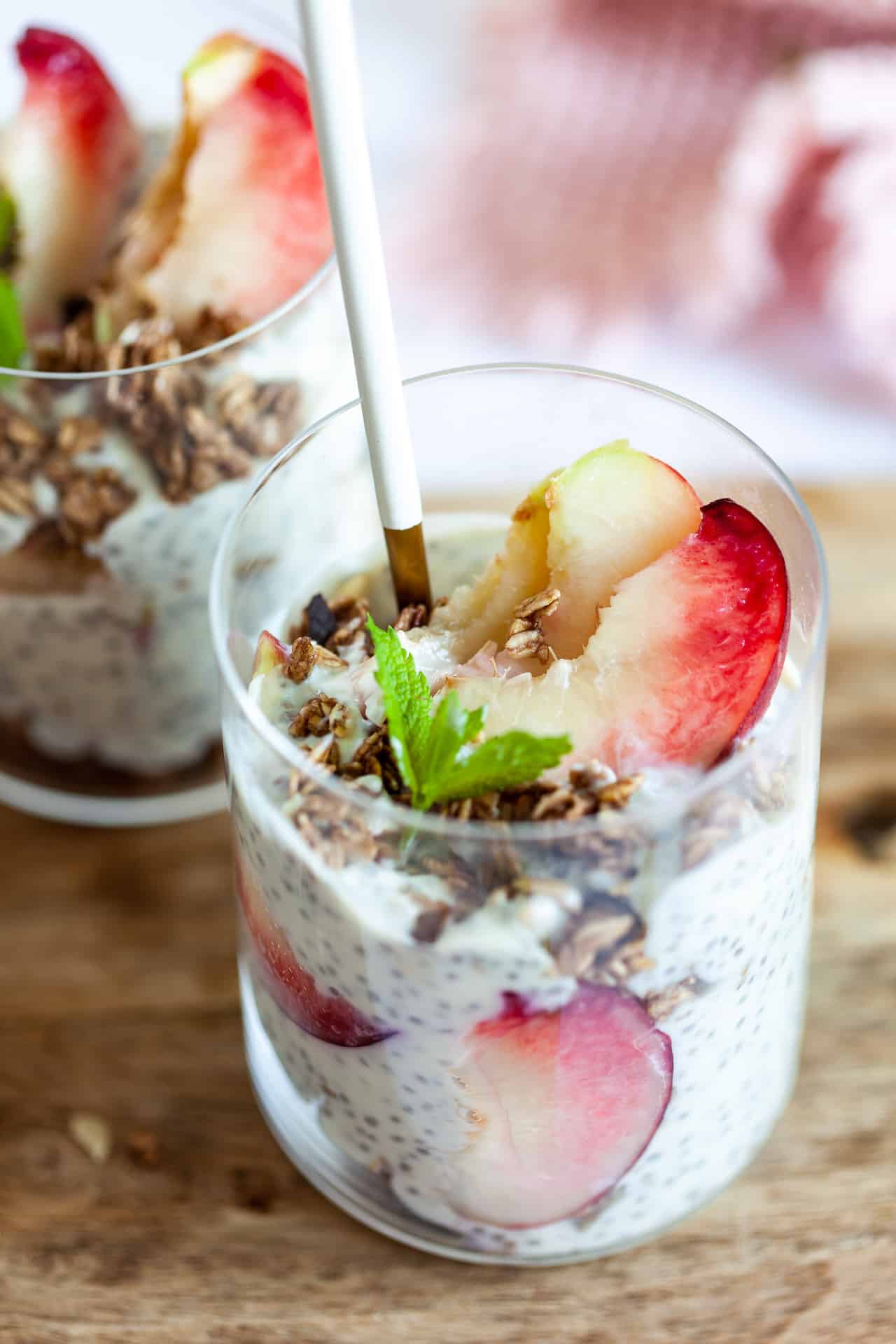 Vegan Peach Pie Chia Pudding