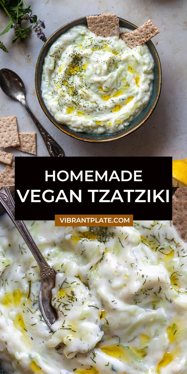 Homemade Vegan Tzatziki - Vibrant plate