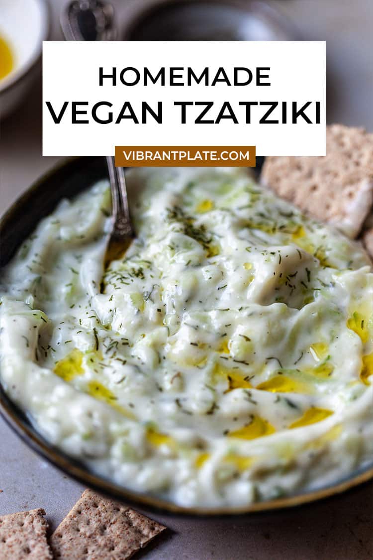 Homemade Vegan Tzatziki - Vibrant plate
