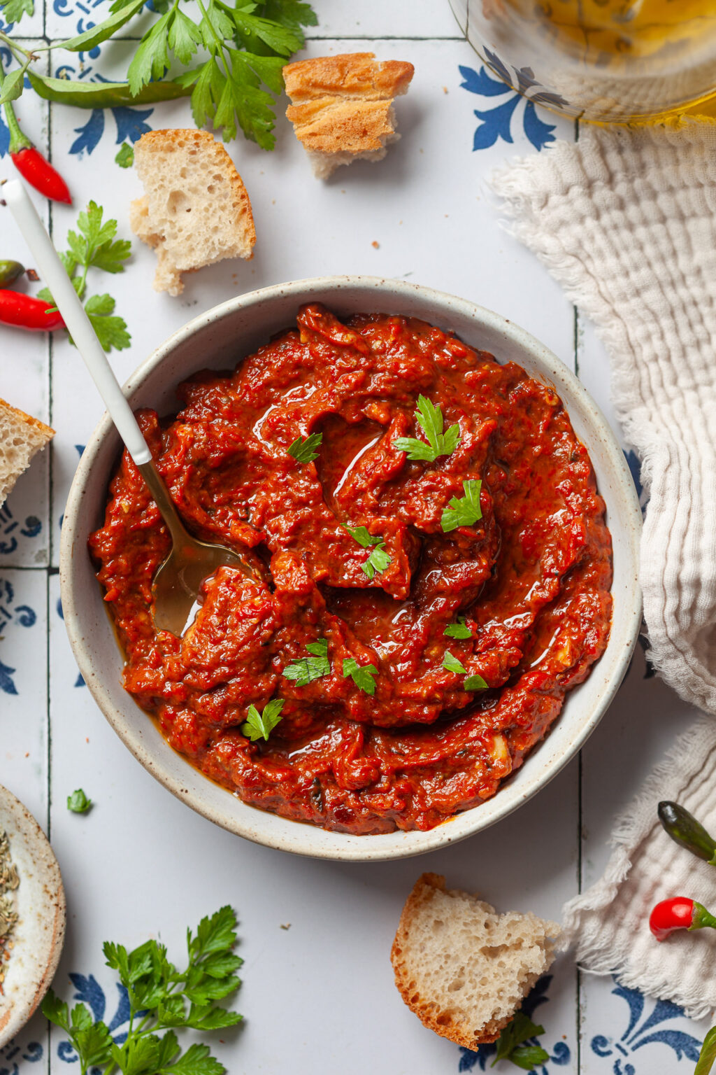Roasted Pepper and Eggplant Spread Ajvar - Vibrant plate