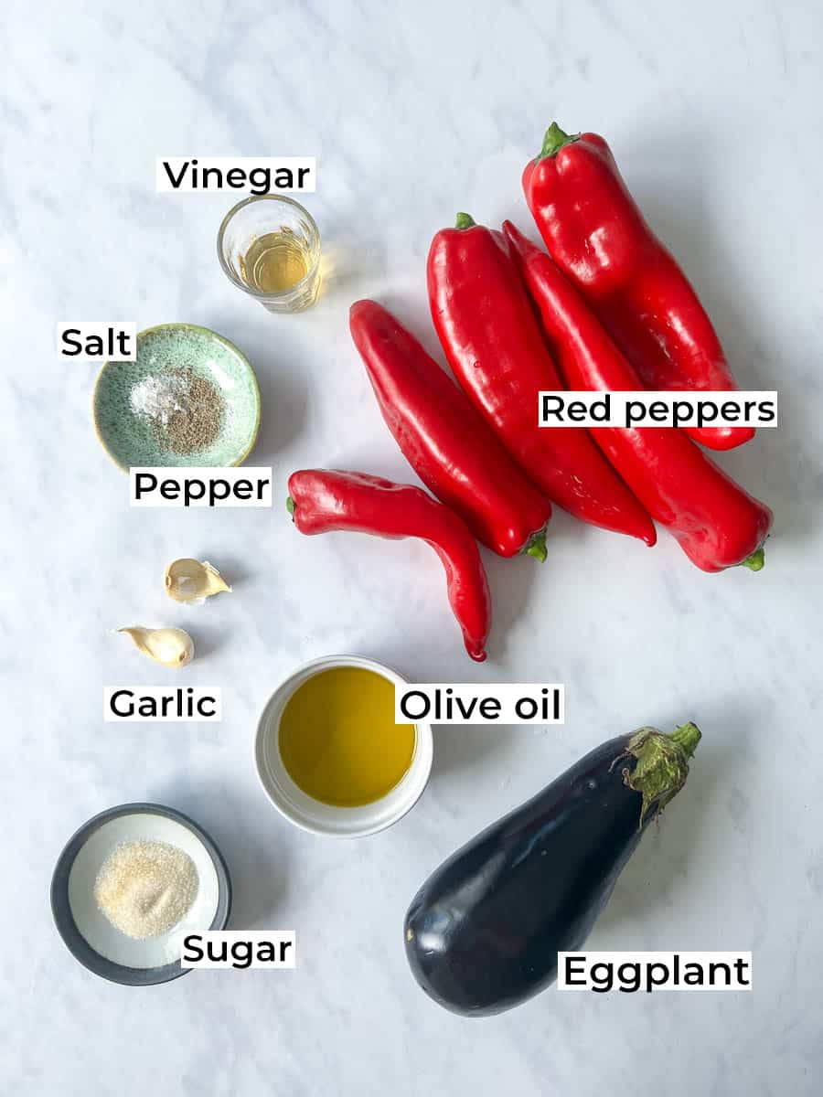 Roasted Pepper and Eggplant Spread Ajvar Ingredients