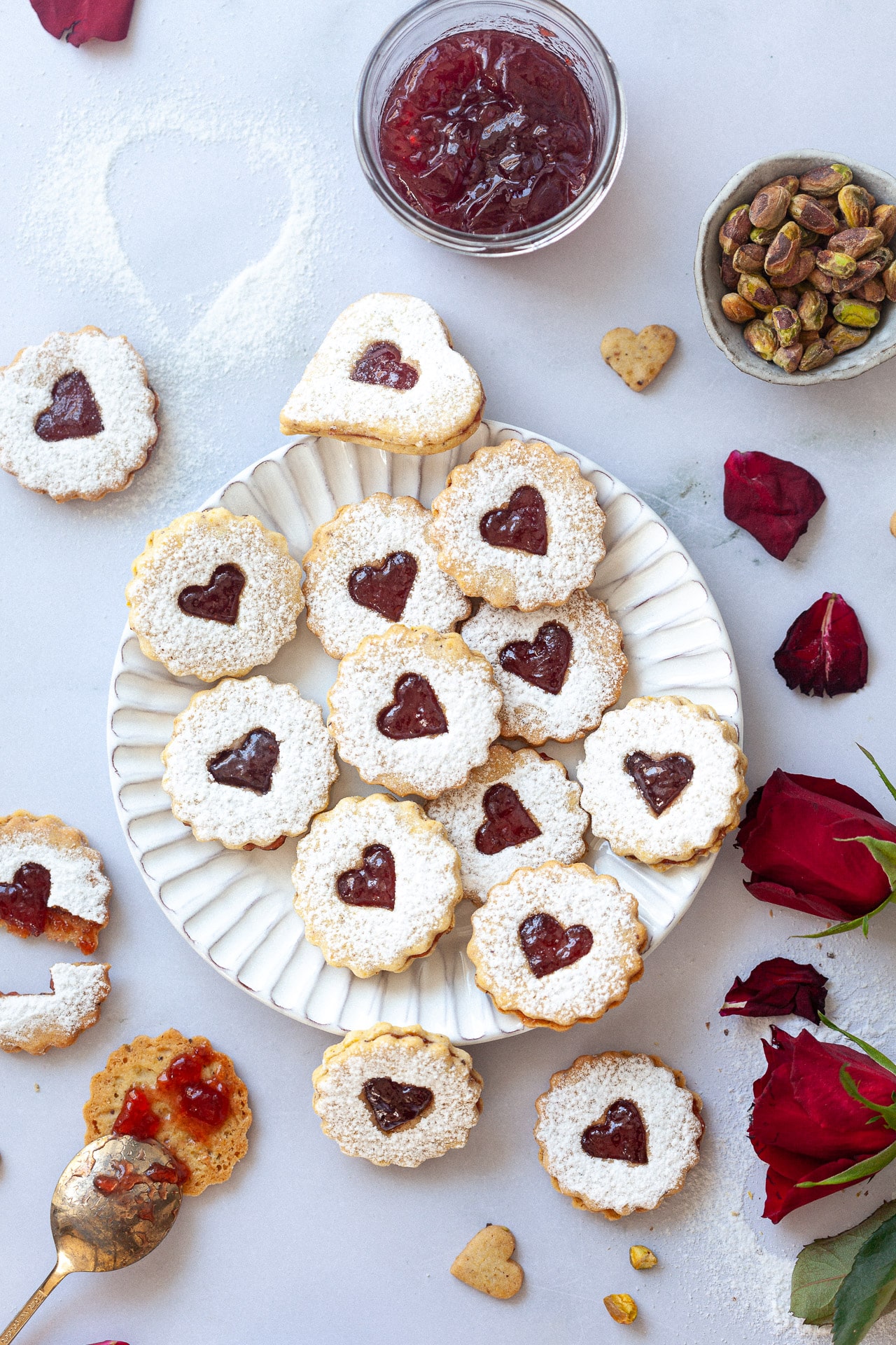 Homemade Pistachio Linzer Cookies