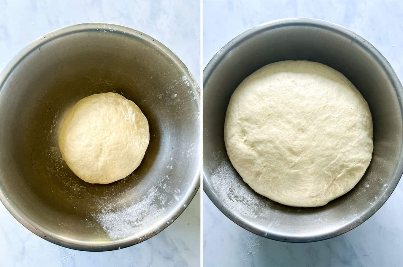 Dough risen until double in size