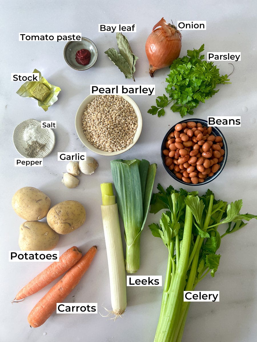 Vegan One-Pot Barley Stew Ingredients