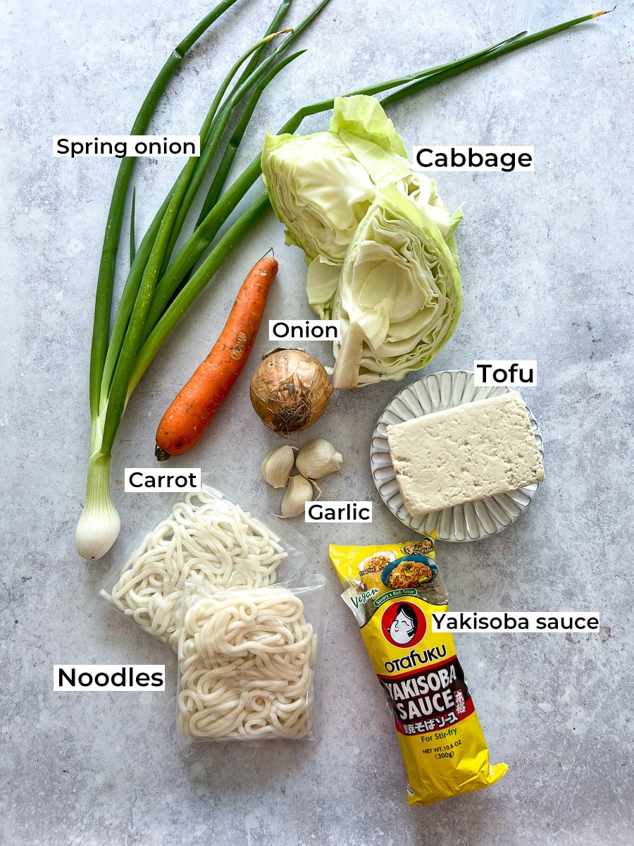 Vegan Yaki Udon Noodles Ingredients