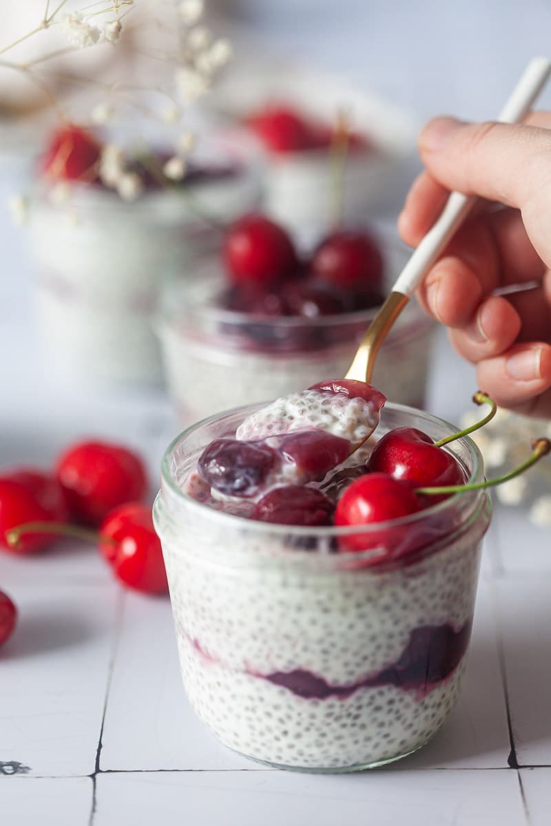 Chia Pudding with Cherry Compote