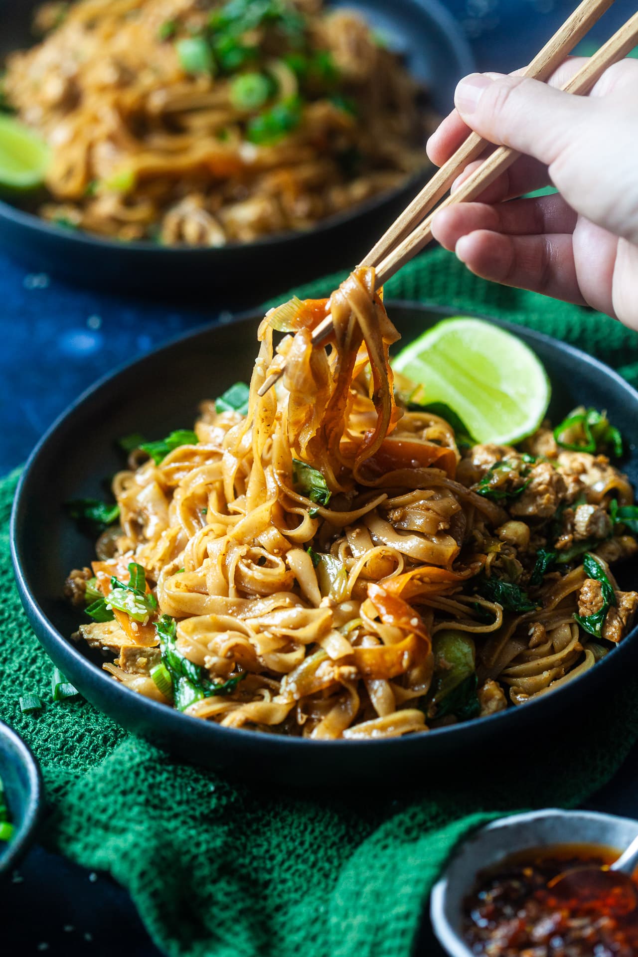 Vegan Stir-Fried Rice Noodles with Tofu