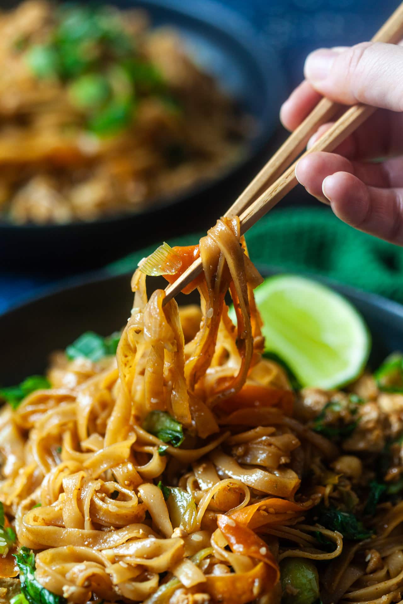Vegan Stir-Fried Rice Noodles with Tofu