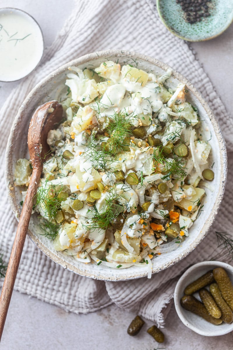 Creamy Potato Salad with Pickles & Eggs