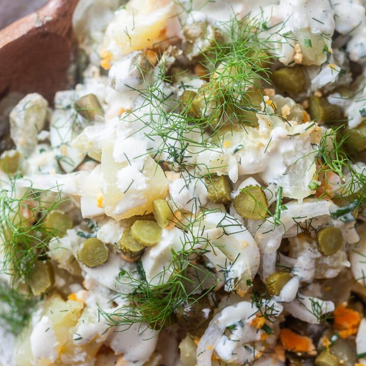 Creamy Potato Salad with Pickles & Eggs