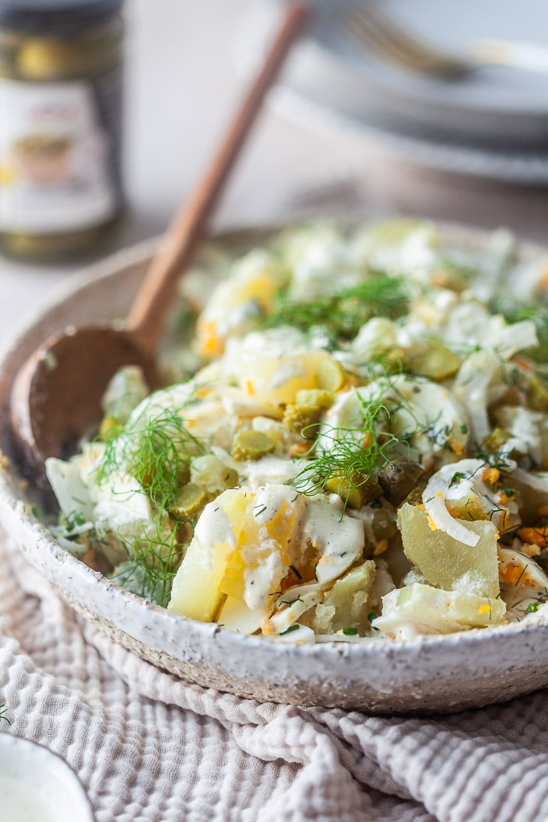 Creamy Potato Salad with Pickles & Eggs