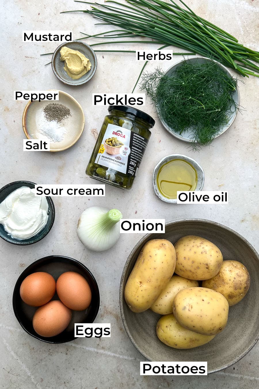 Creamy Potato Salad with Pickles & Eggs Ingredients