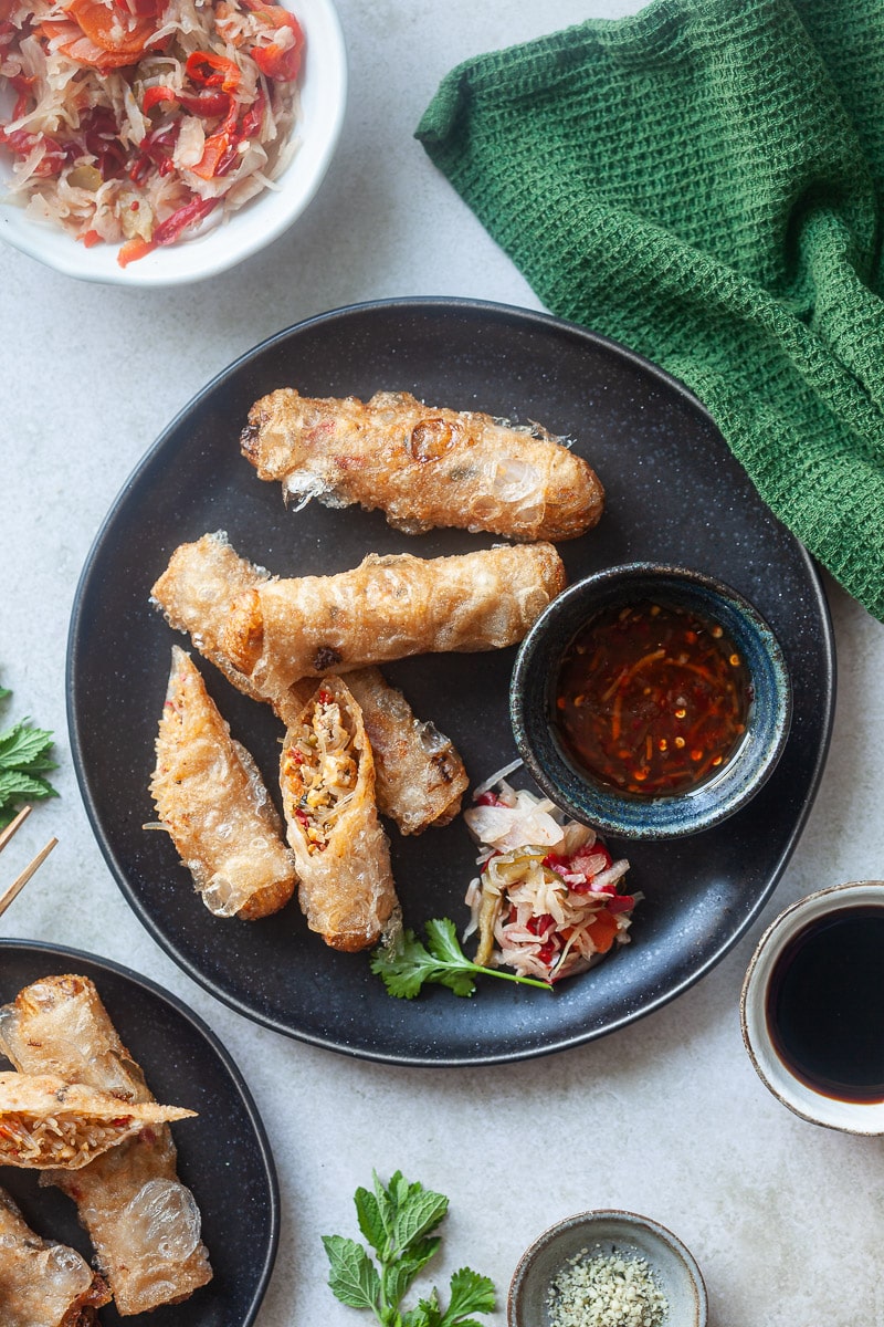 Vegan Spring Rolls with Mixed Salad