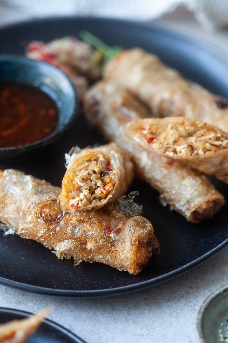 Vegan Spring Rolls with Mixed Salad