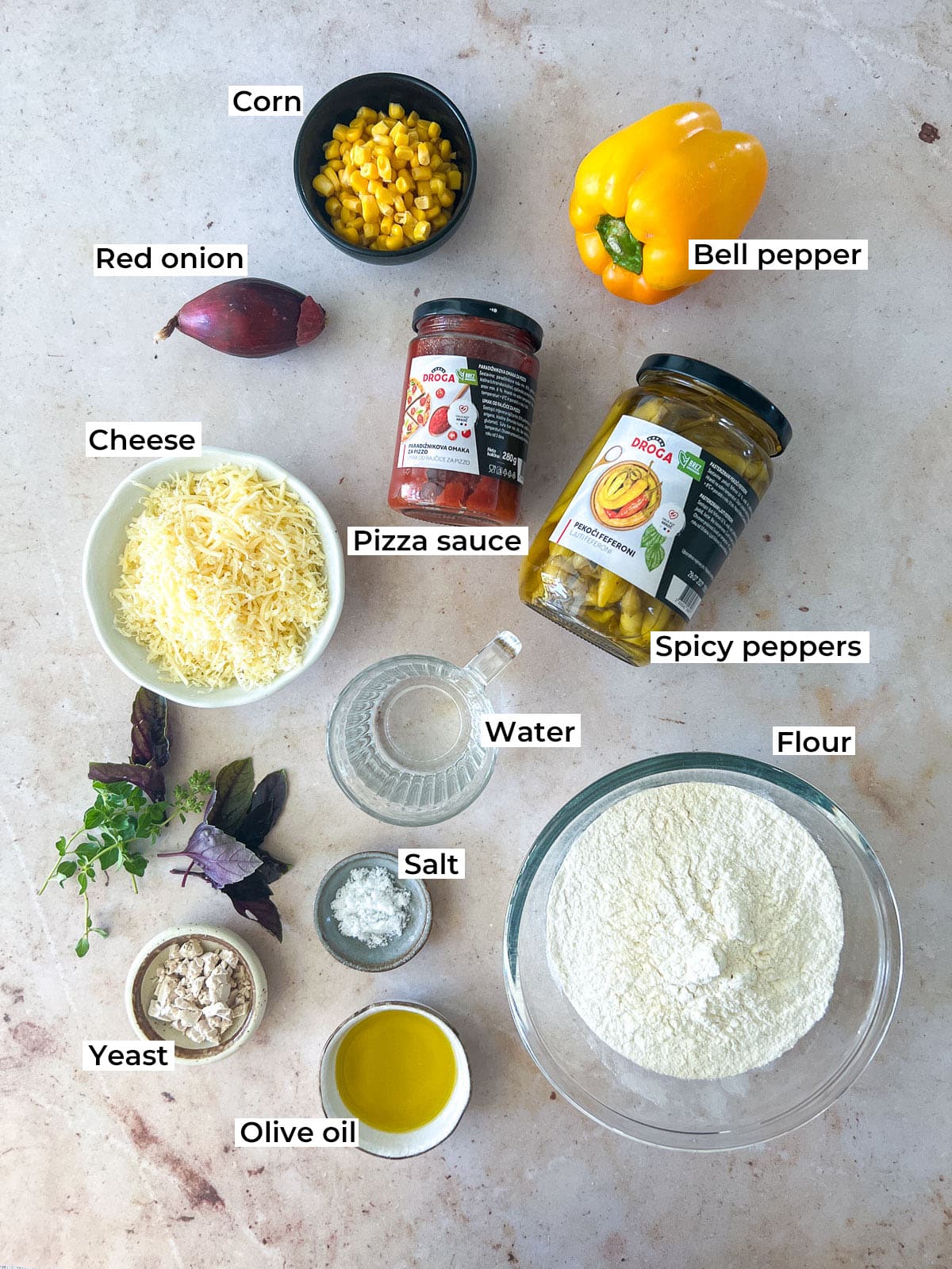 Spicy Vegetarian Mexican Pizza Ingredients