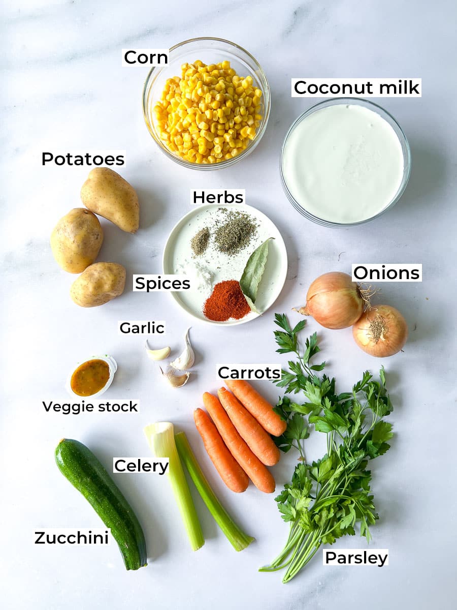 Coconut Milk Corn Chowder Ingredients