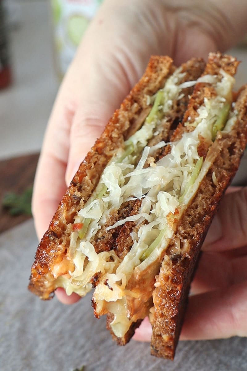 Vegetarian Sauerkraut Sandwich Reuben style