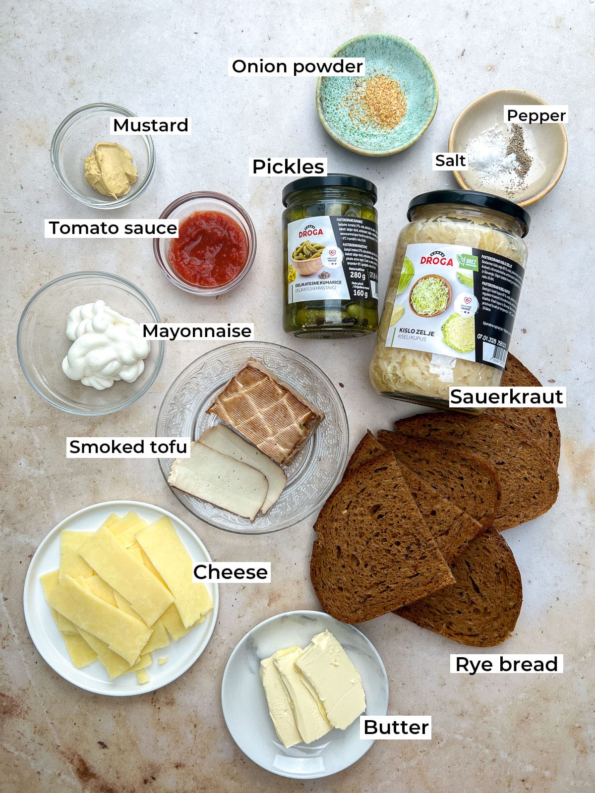 Vegetarian Sauerkraut Sandwich Ingredients