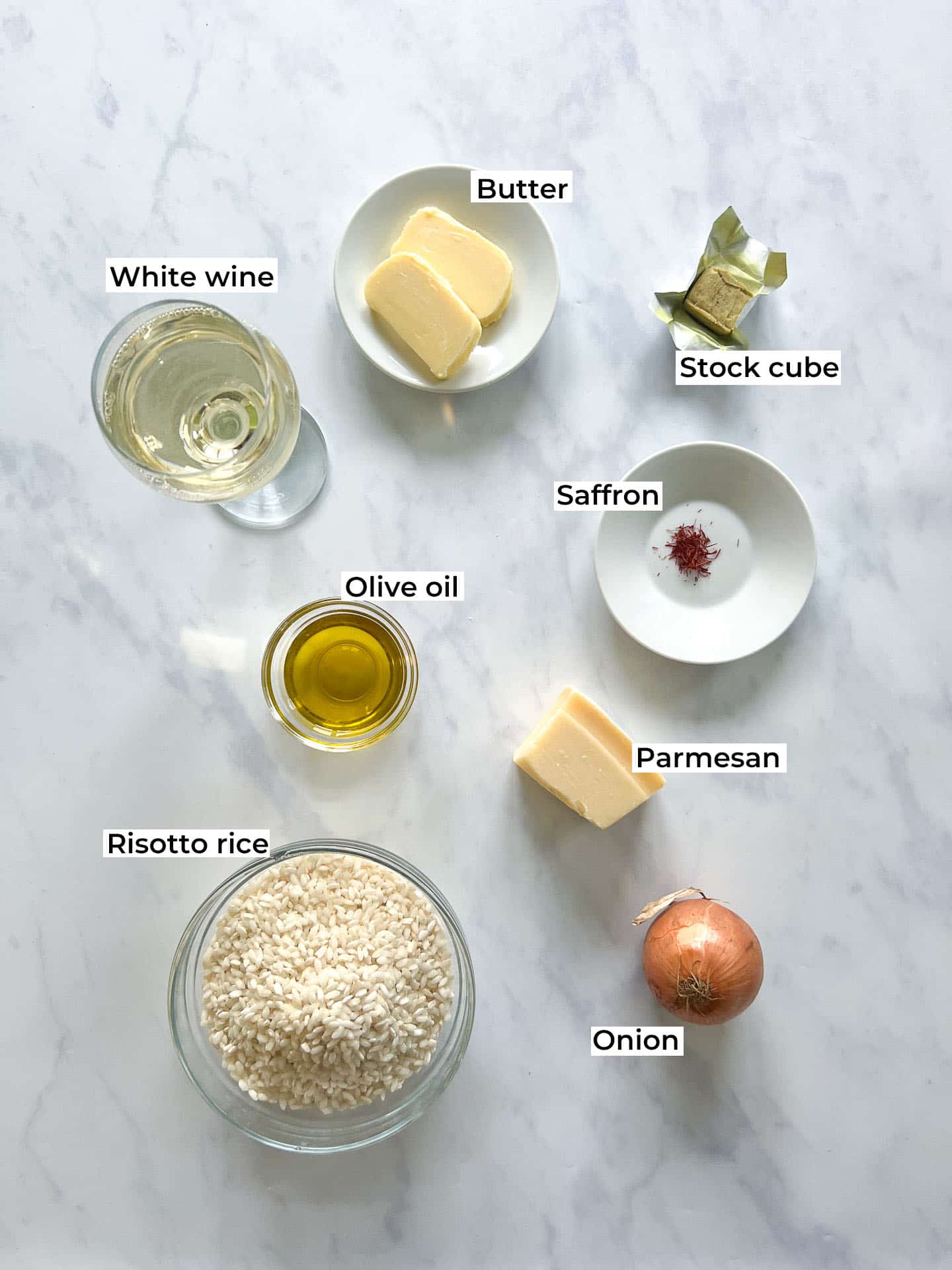 Traditional Risotto Milanese - Saffron risotto ingredients