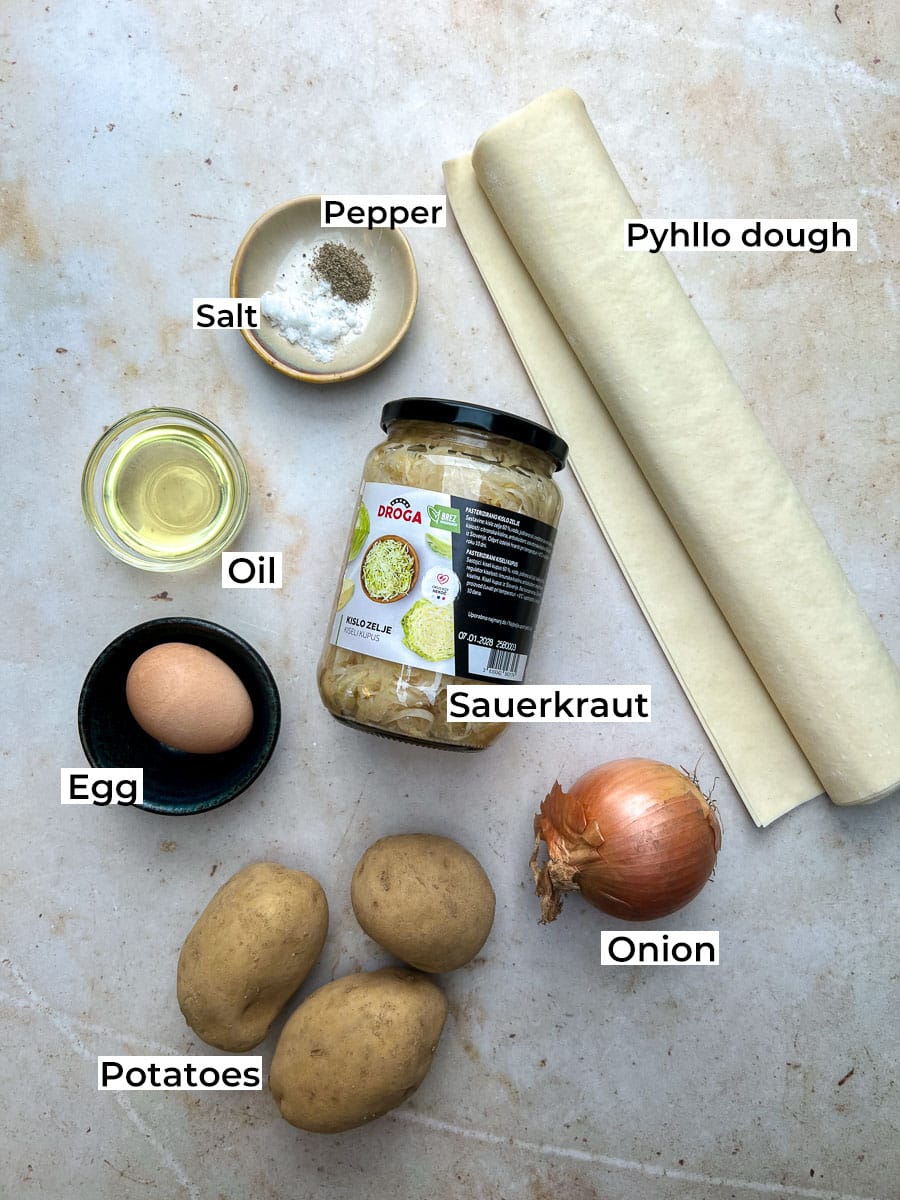 Sauerkraut Phyllo Rolls Ingredients